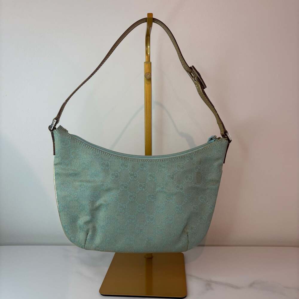 Gucci Light Blue GG Monogram Canvas Slim Pochette Shoulder Bag